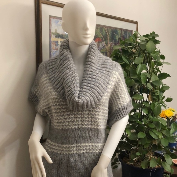 Ann Taylor Loft Cowl Neck Long Grey Sweater Size Small - Picture 2 of 7